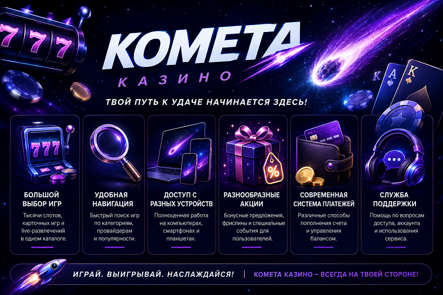 Комета Casino — обзор онлайн-платформы